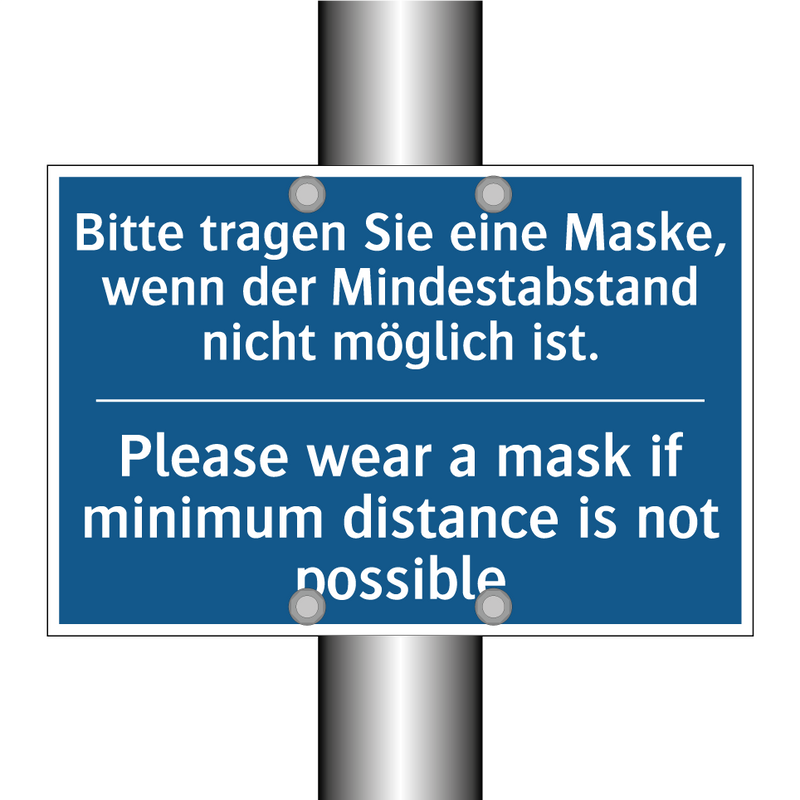 Bitte tragen Sie eine Maske, wenn /.../ - Please wear a mask if minimum /.../