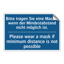 Bitte tragen Sie eine Maske, wenn /.../ - Please wear a mask if minimum /.../
