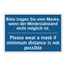 Bitte tragen Sie eine Maske, wenn /.../ - Please wear a mask if minimum /.../