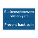 Rückenschmerzen vorbeugen - Prevent back pain