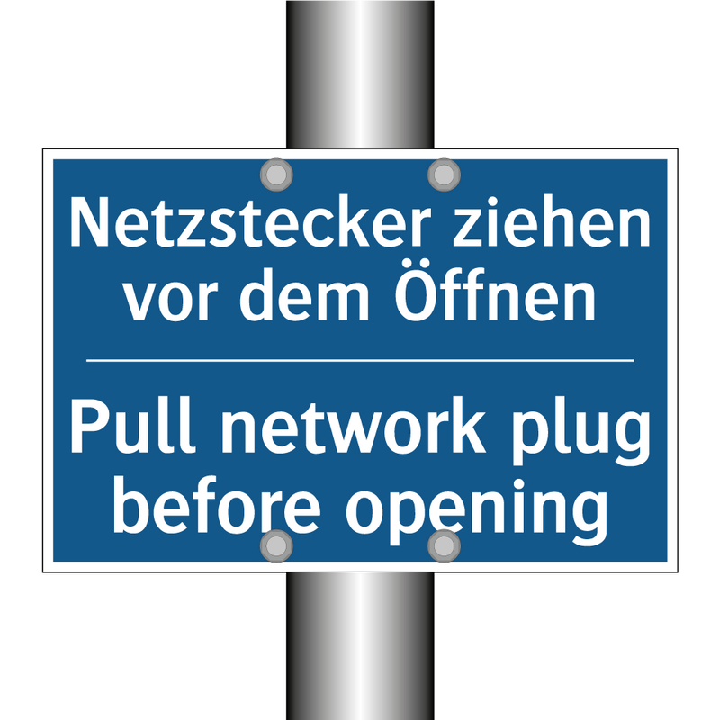 Netzstecker ziehen vor dem Öffnen/.../ - Pull network plug before opening/.../