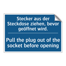 Stecker aus der Steckdose ziehen, /.../ - Pull the plug out of the socket /.../
