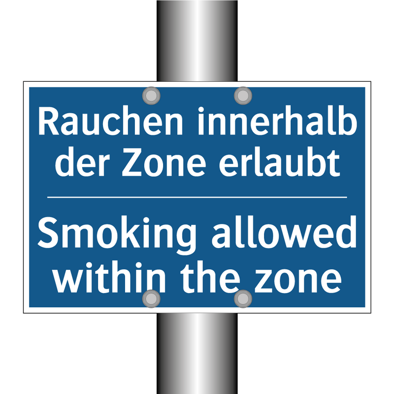 Rauchen innerhalb der Zone erlaubt/.../ - Smoking allowed within the zone/.../