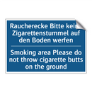Raucherecke Bitte keine Zigarettenstummel /.../ - Smoking area Please do not throw /.../