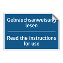Gebrauchsanweisung lesen - Read the instructions for use