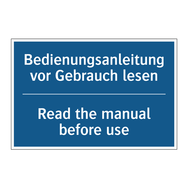 Bedienungsanleitung vor Gebrauch /.../ - Read the manual before use