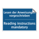 Lesen der Anweisungen vorgeschrieben/.../ - Reading instructions mandatory
