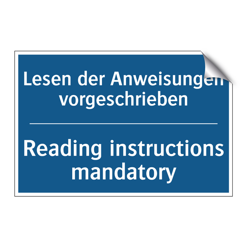 Lesen der Anweisungen vorgeschrieben/.../ - Reading instructions mandatory