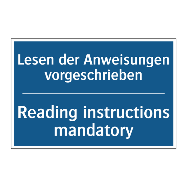 Lesen der Anweisungen vorgeschrieben/.../ - Reading instructions mandatory