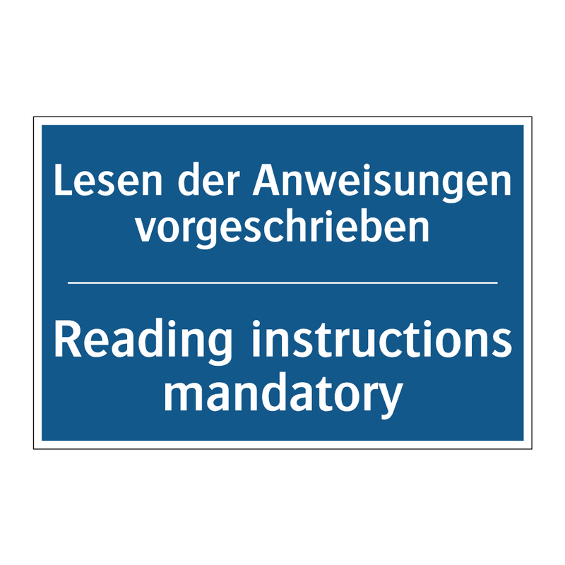 Lesen der Anweisungen vorgeschrieben/.../ - Reading instructions mandatory