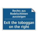 Rechts aus Rodelschlitten aussteigen/.../ - Exit the toboggan on the right