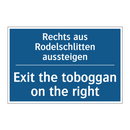 Rechts aus Rodelschlitten aussteigen/.../ - Exit the toboggan on the right