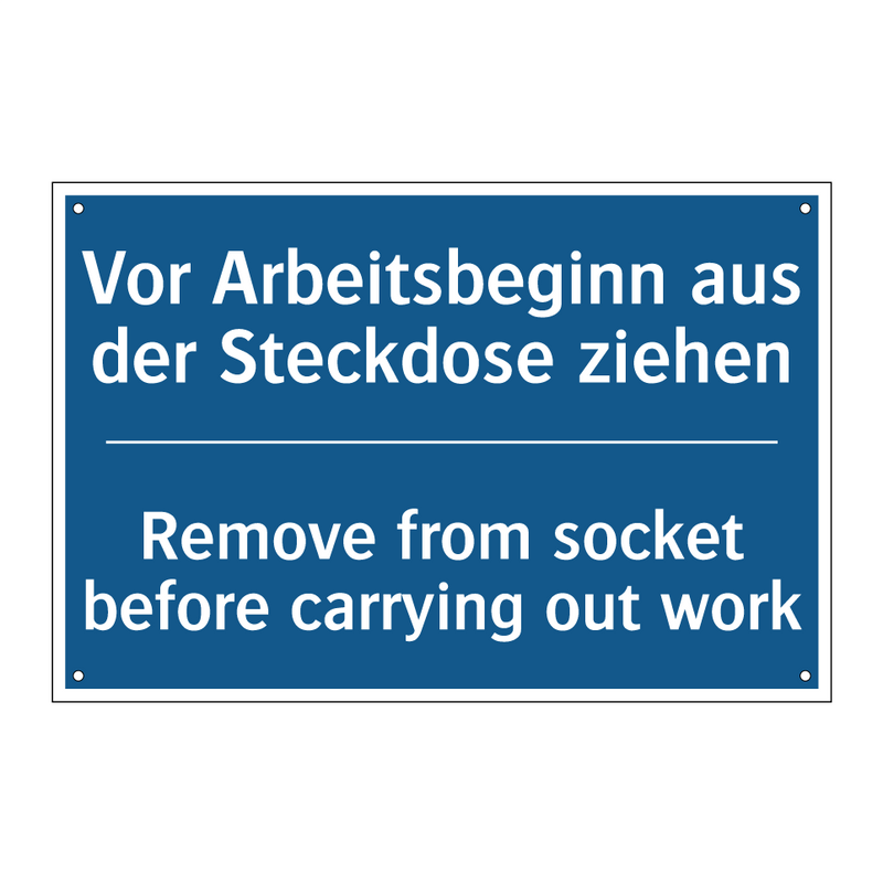 Vor Arbeitsbeginn aus der Steckdose /.../ - Remove from socket before carrying /.../
