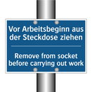 Vor Arbeitsbeginn aus der Steckdose /.../ - Remove from socket before carrying /.../