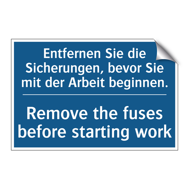 Entfernen Sie die Sicherungen, /.../ - Remove the fuses before starting /.../