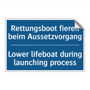 Rettungsboot fieren beim Aussetzvorgang/.../ - Lower lifeboat during launching /.../