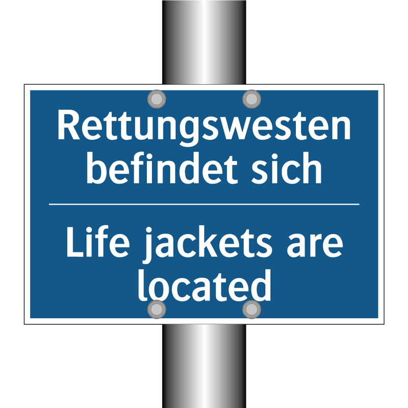 Rettungswesten befindet sich - Life jackets are located