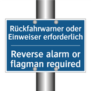 Rückfahrwarner oder Einweiser /.../ - Reverse alarm or flagman required/.../