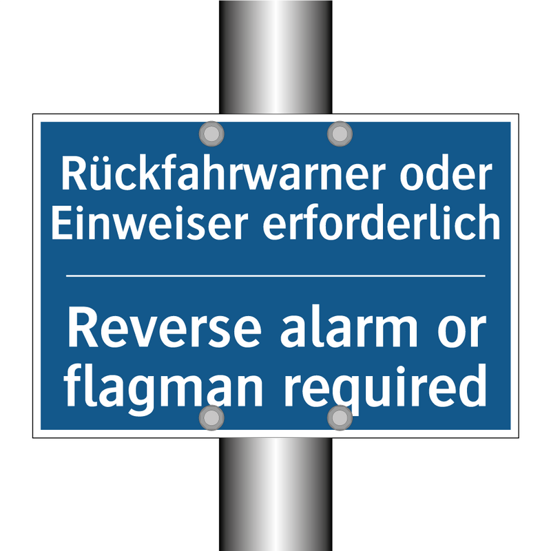 Rückfahrwarner oder Einweiser /.../ - Reverse alarm or flagman required/.../