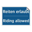 Reiten erlaubt - Riding allowed