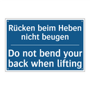 Rücken beim Heben nicht beugen - Do not bend your back when lifting/.../