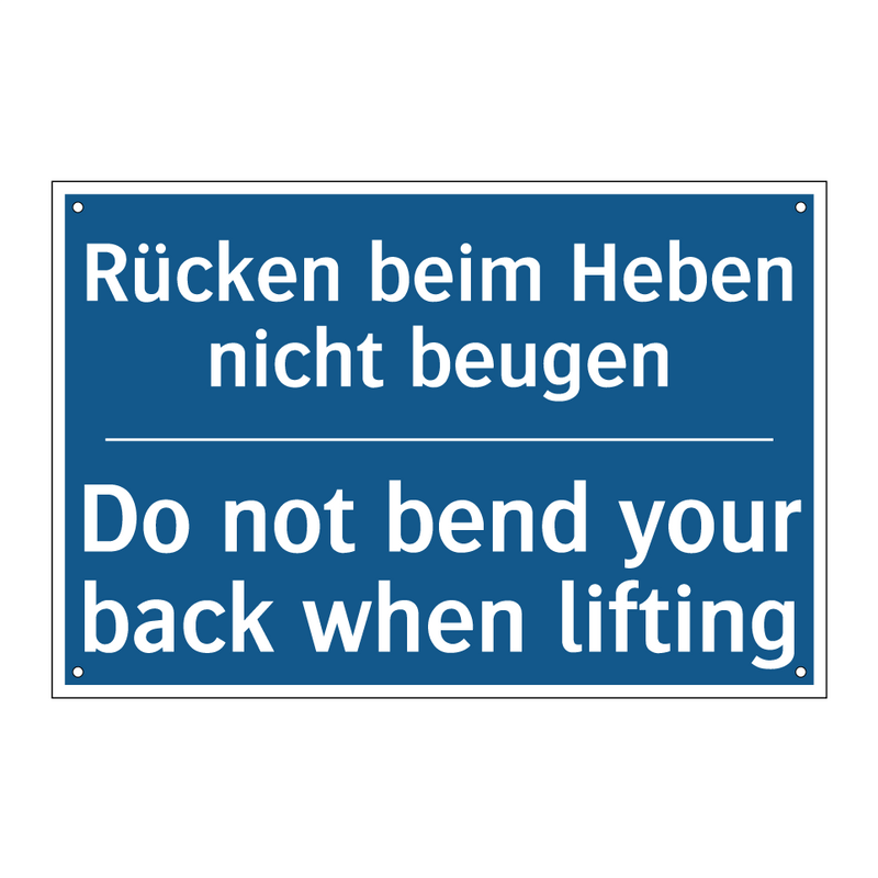 Rücken beim Heben nicht beugen - Do not bend your back when lifting/.../