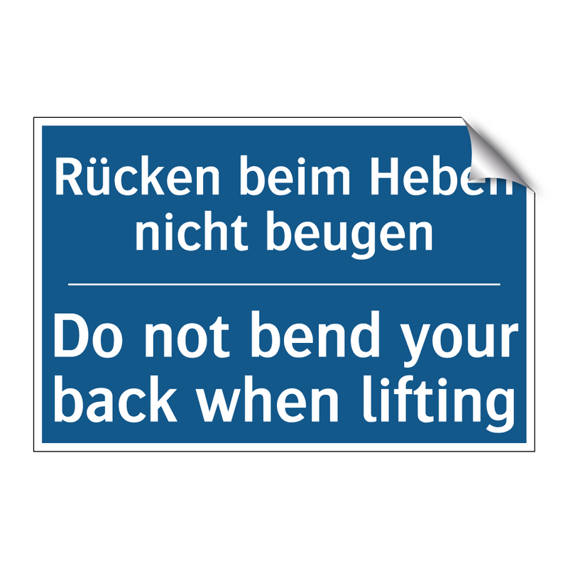 Rücken beim Heben nicht beugen - Do not bend your back when lifting/.../
