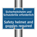 Sicherheitshelm und Schutzbrille /.../ - Safety helmet and goggles required/.../