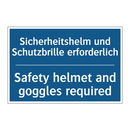 Sicherheitshelm und Schutzbrille /.../ - Safety helmet and goggles required/.../