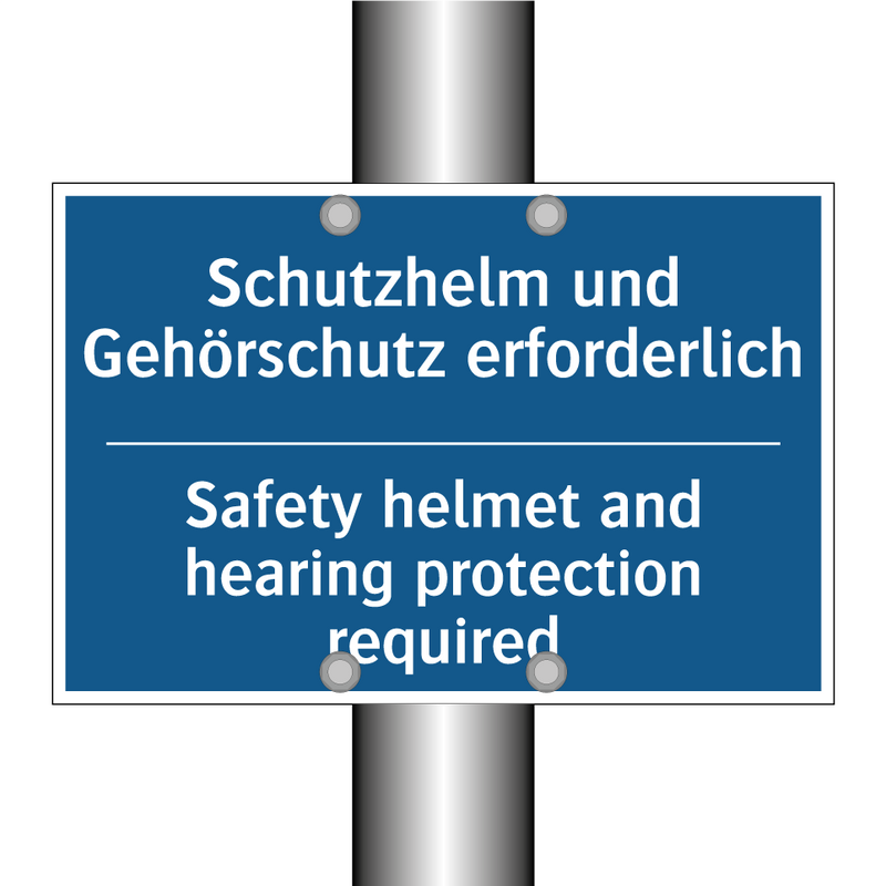 Schutzhelm und Gehörschutz erforderlich/.../ - Safety helmet and hearing protection /.../