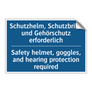 Schutzhelm, Schutzbrille und Gehörschutz /.../ - Safety helmet, goggles, and hearing /.../