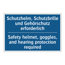 Schutzhelm, Schutzbrille und Gehörschutz /.../ - Safety helmet, goggles, and hearing /.../