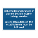 Sicherheitsvorkehrungen in diesem /.../ - Safety precautions in this establishment /.../