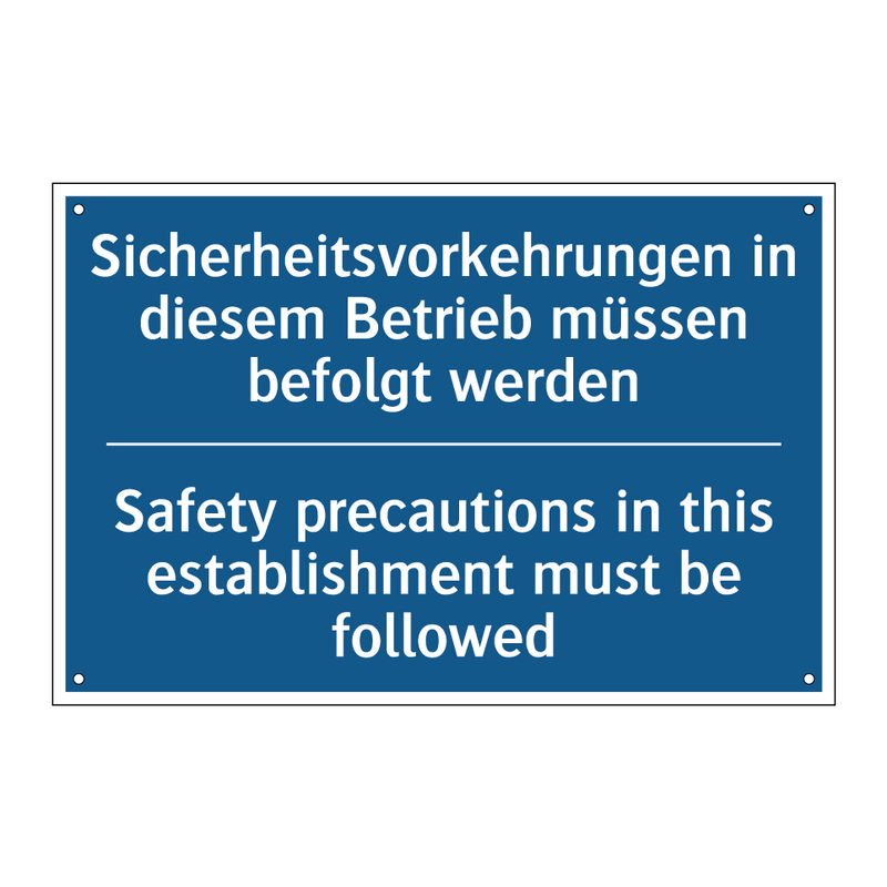 Sicherheitsvorkehrungen in diesem /.../ - Safety precautions in this establishment /.../