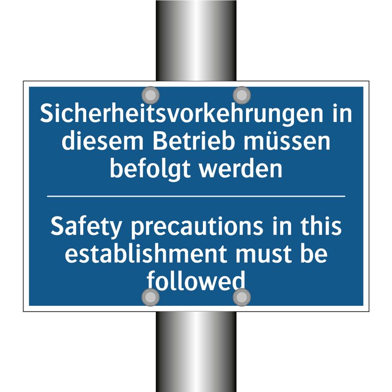 Sicherheitsvorkehrungen in diesem /.../ - Safety precautions in this establishment /.../