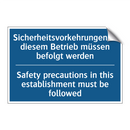 Sicherheitsvorkehrungen in diesem /.../ - Safety precautions in this establishment /.../