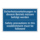 Sicherheitsvorkehrungen in diesem /.../ - Safety precautions in this establishment /.../