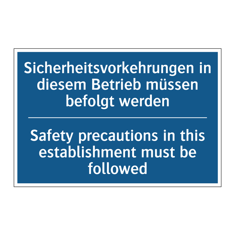 Sicherheitsvorkehrungen in diesem /.../ - Safety precautions in this establishment /.../