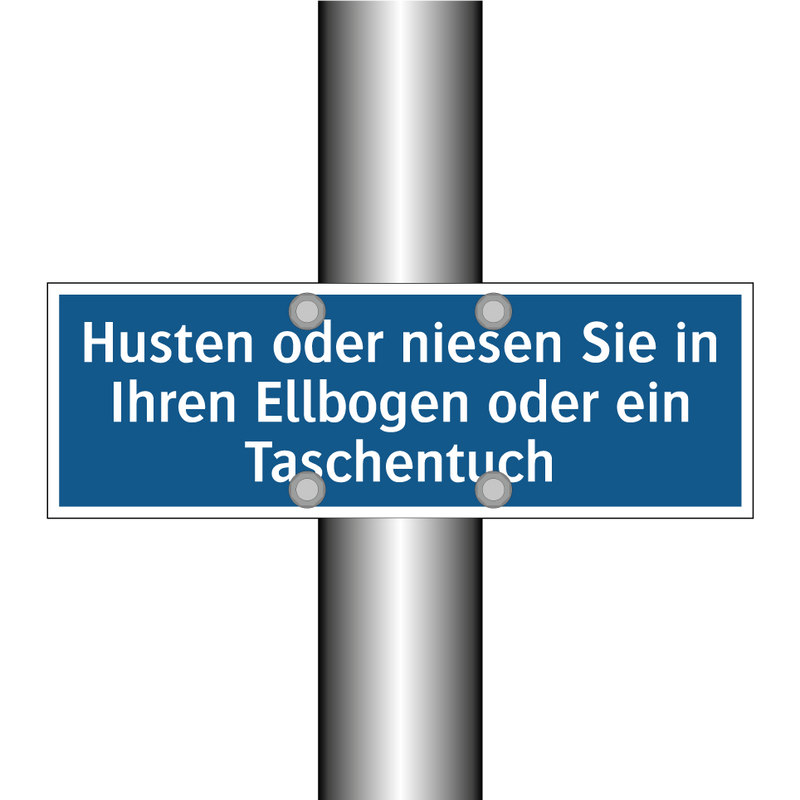 Husten oder niesen Sie in Ihren Ellbogen oder ein Taschentuch