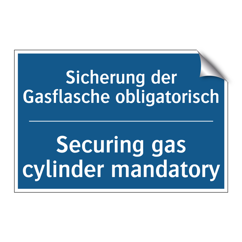 Sicherung der Gasflasche obligatorisch/.../ - Securing gas cylinder mandatory/.../