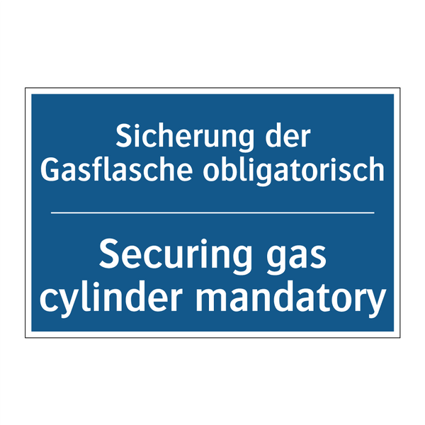 Sicherung der Gasflasche obligatorisch/.../ - Securing gas cylinder mandatory/.../
