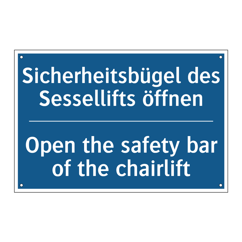 Sicherheitsbügel des Sessellifts /.../ - Open the safety bar of the chairlift/.../