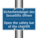 Sicherheitsbügel des Sessellifts /.../ - Open the safety bar of the chairlift/.../
