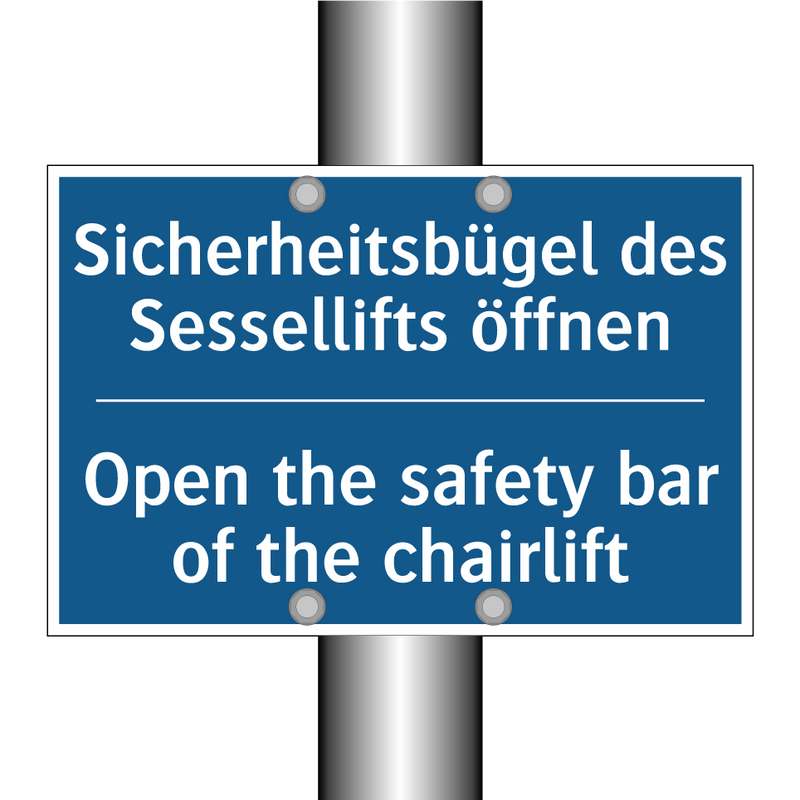 Sicherheitsbügel des Sessellifts /.../ - Open the safety bar of the chairlift/.../