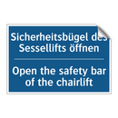 Sicherheitsbügel des Sessellifts /.../ - Open the safety bar of the chairlift/.../