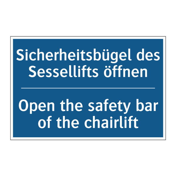 Sicherheitsbügel des Sessellifts /.../ - Open the safety bar of the chairlift/.../