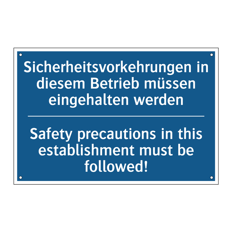 Sicherheitsvorkehrungen in diesem /.../ - Safety precautions in this establishment /.../