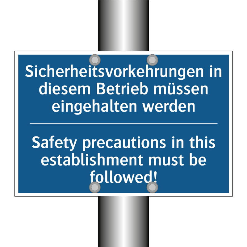 Sicherheitsvorkehrungen in diesem /.../ - Safety precautions in this establishment /.../