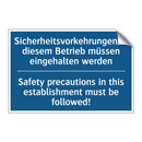 Sicherheitsvorkehrungen in diesem /.../ - Safety precautions in this establishment /.../