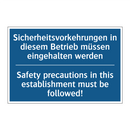 Sicherheitsvorkehrungen in diesem /.../ - Safety precautions in this establishment /.../